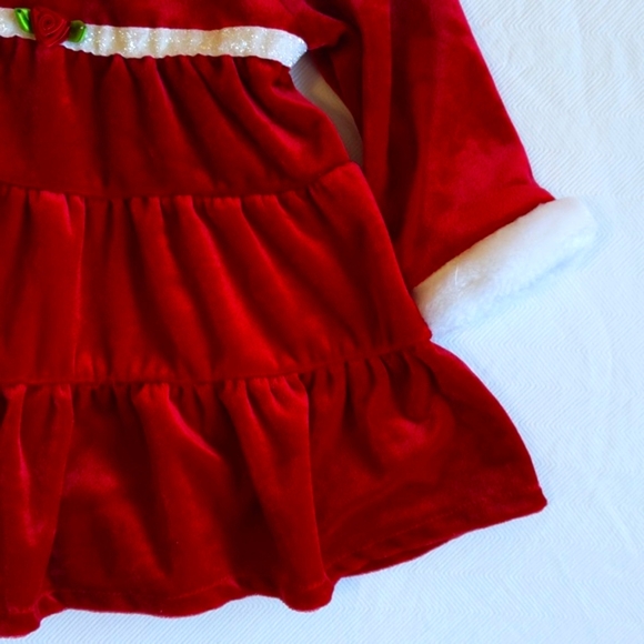 george christmas mrs. claus velvet faux fur holiday party dress 12 months baby - Picture 3 of 8